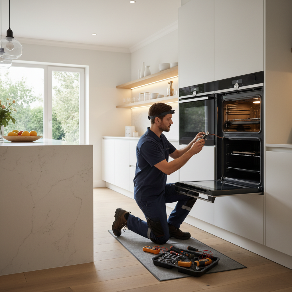 Technician servicing Bosch kitchen appliances